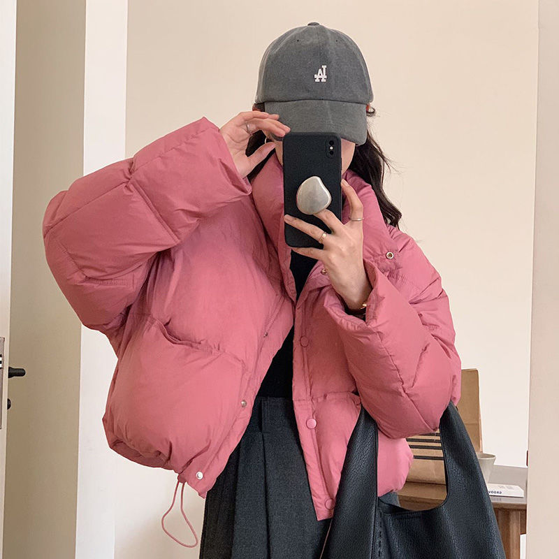 艾莱依冬季新款羽绒服女休闲时尚韩版小个子宽松加厚立领短款外套