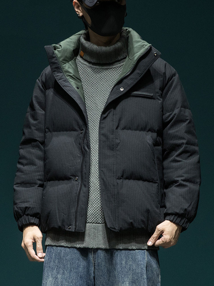 艾莱依新国标肌理感立领羽绒服男短款宽松大码冬季潮流百搭鸭绒情