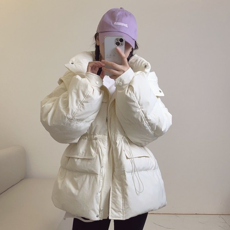 艾莱依反季羽绒服女中长款23年新款韩版收腰显瘦连帽加厚小个子工