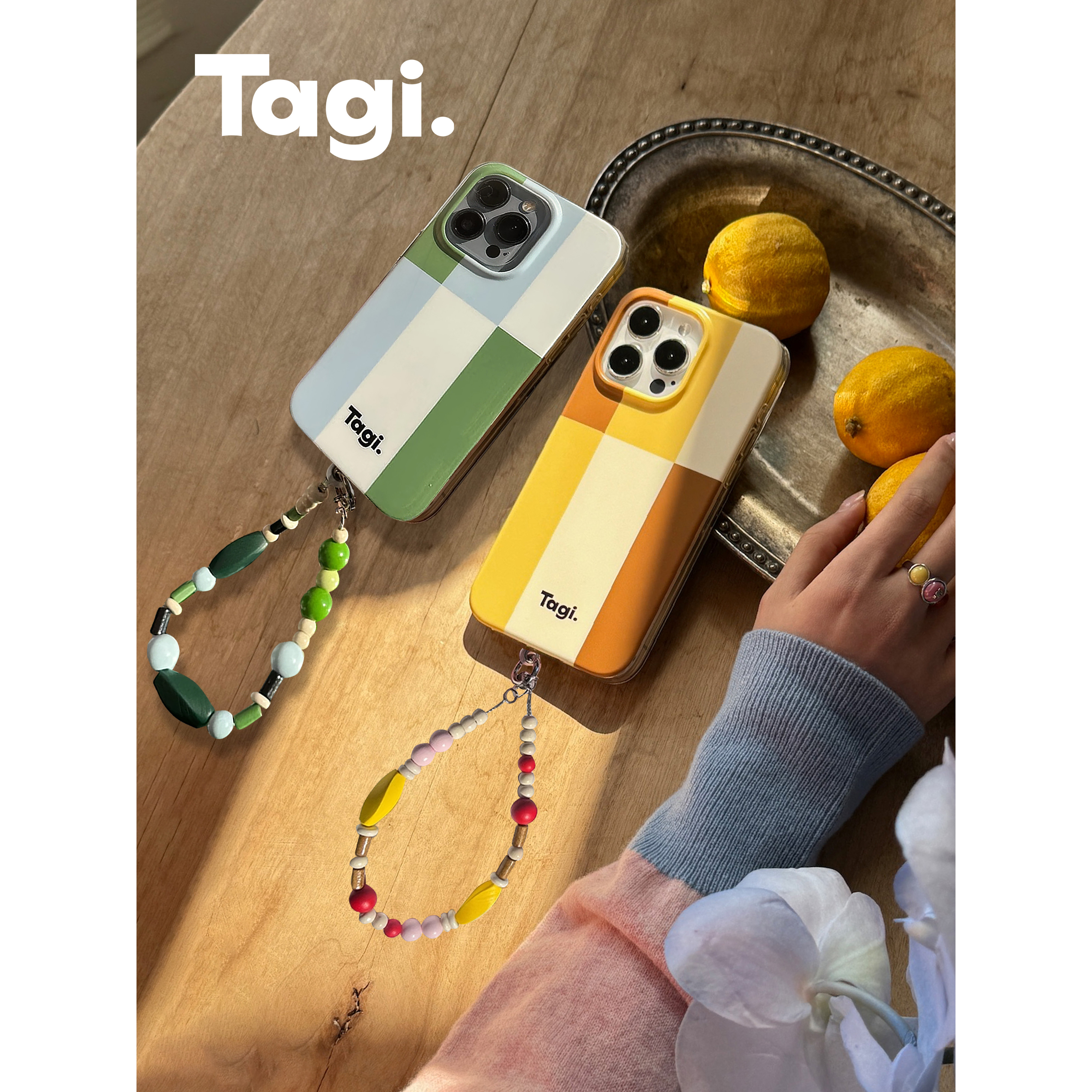 Tagi. 积木串串木头斜挎肩带 可拆卸防丢创意防摔手机壳可爱个性