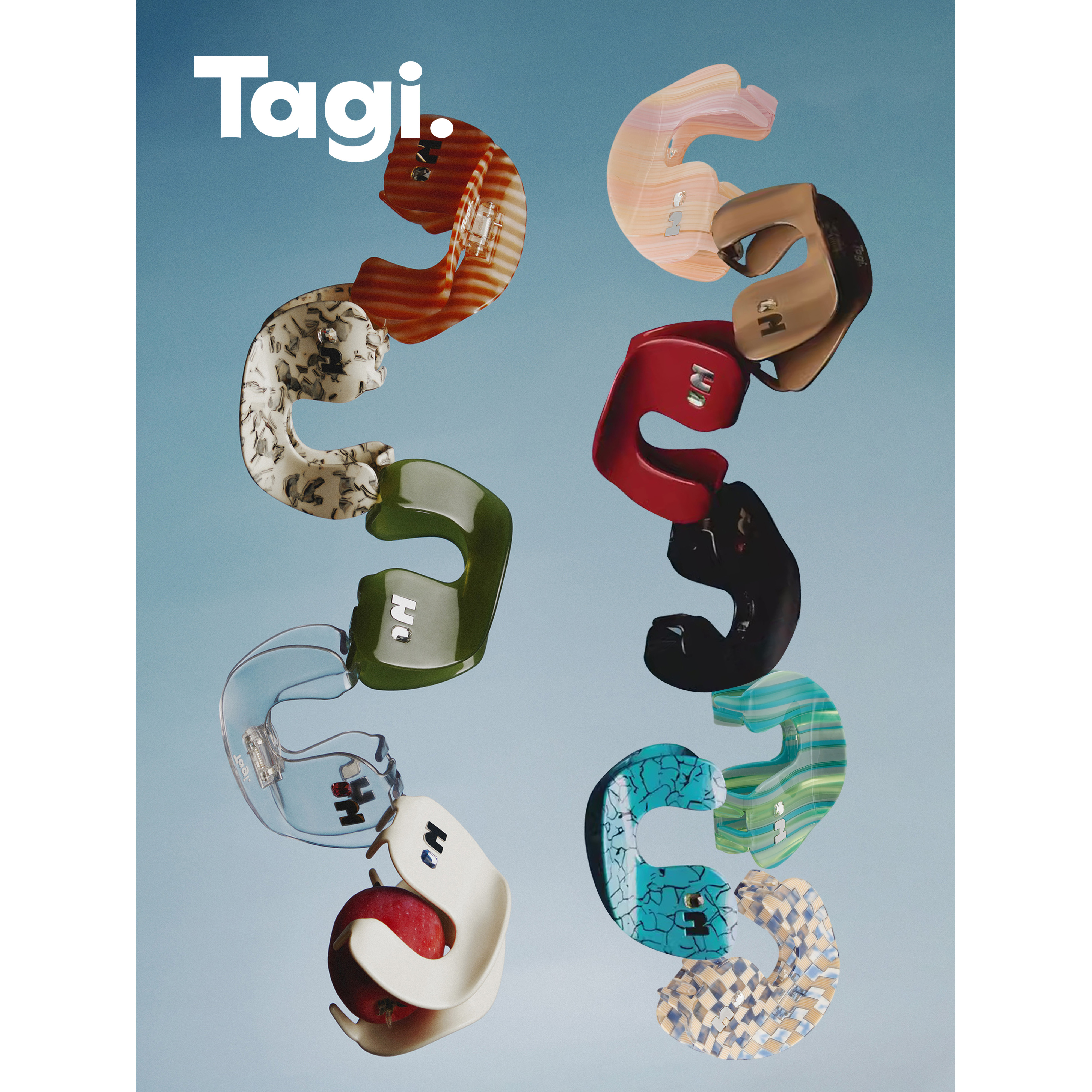 Tagi.Callme拼图肌理发抓发夹鲨鱼亚克力气质小众抓夹网红时尚