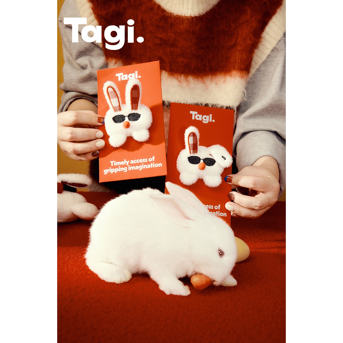 Tagi.《塔皮兔》嗨皮兔you新年对联福字毛绒魔术贴红包