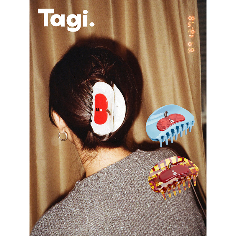 Tagi.鼓鼓苹果半月亚克力无痕鲨鱼发抓气质可爱抓夹少女心甜美