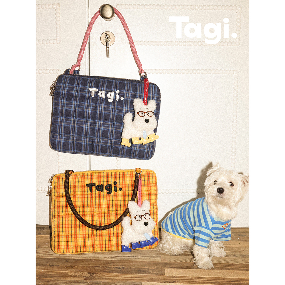 Tagi.编织小枕头充棉刺绣串珠手提单肩电脑包笔记本包【达人专属】