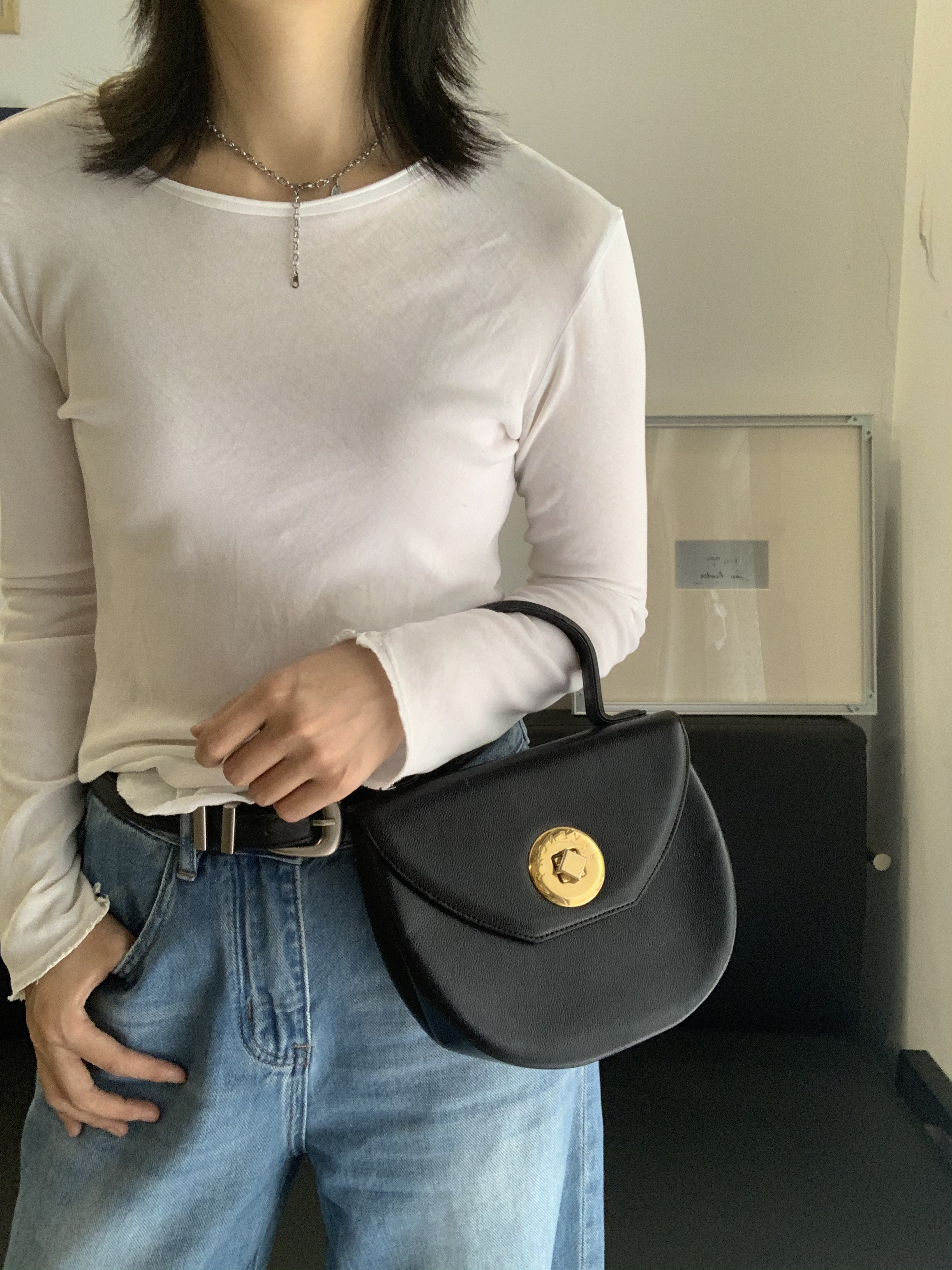 95新 Givenchy/纪梵希 九：黑金苹果盒子手提包