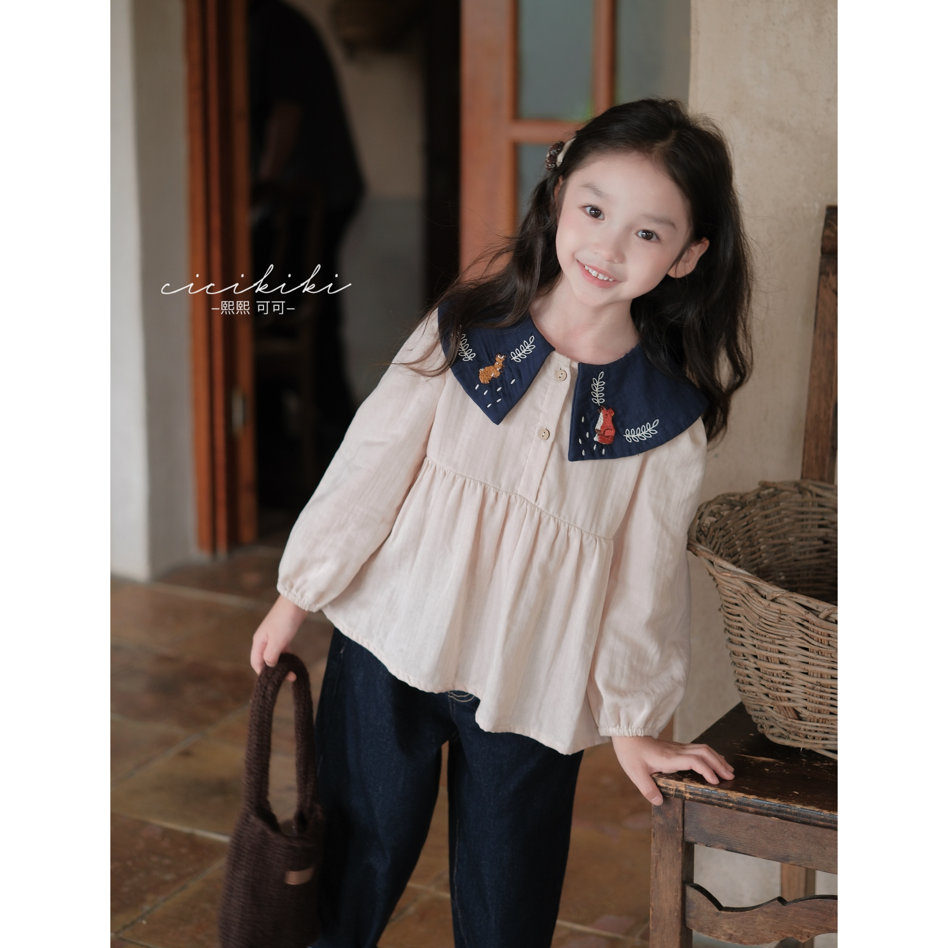 【美尼】儿童田园森系秋冬洋气长袖衬衫熙熙可可SY2463