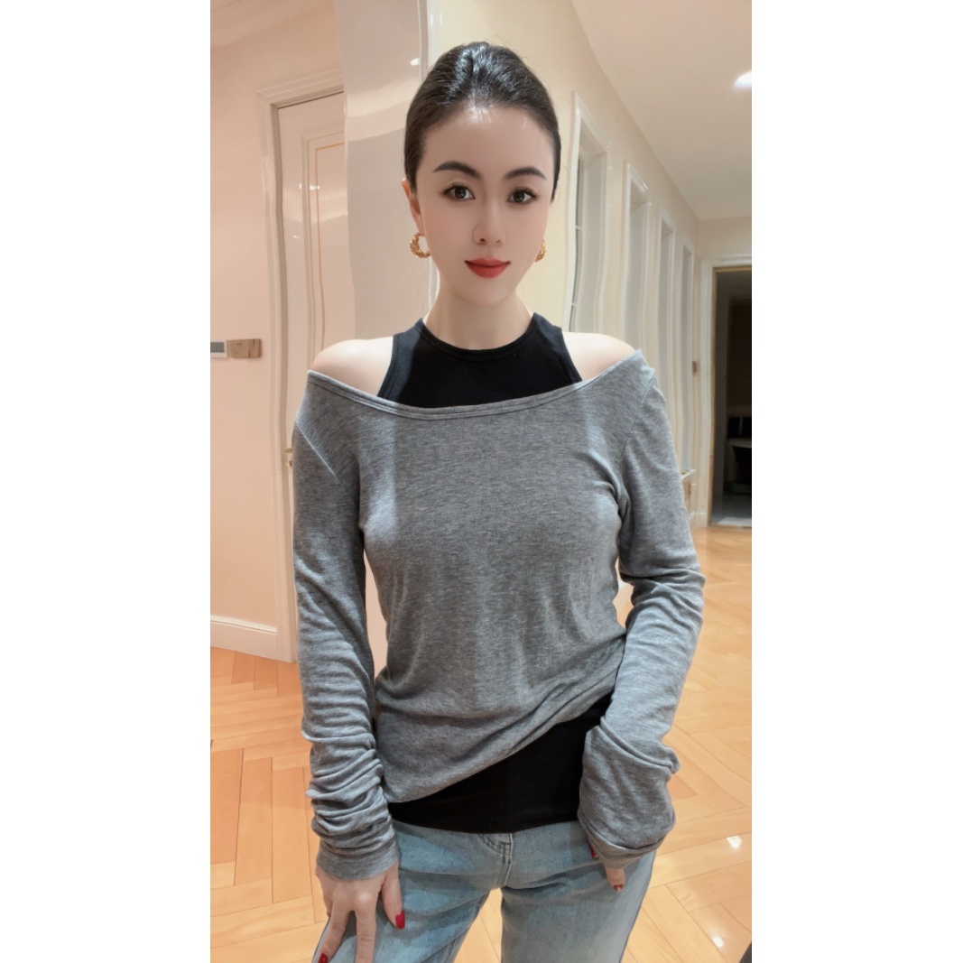 3978【老钱风】研家天丝毛羊松弛感背心+长袖T恤两件套