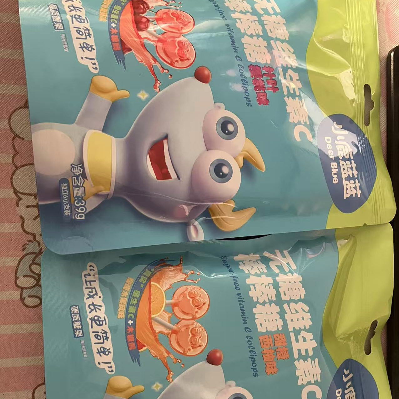 小鹿蓝蓝无糖维生素C棒棒糖甜橙西柚味针叶樱桃味棒棒休闲零食