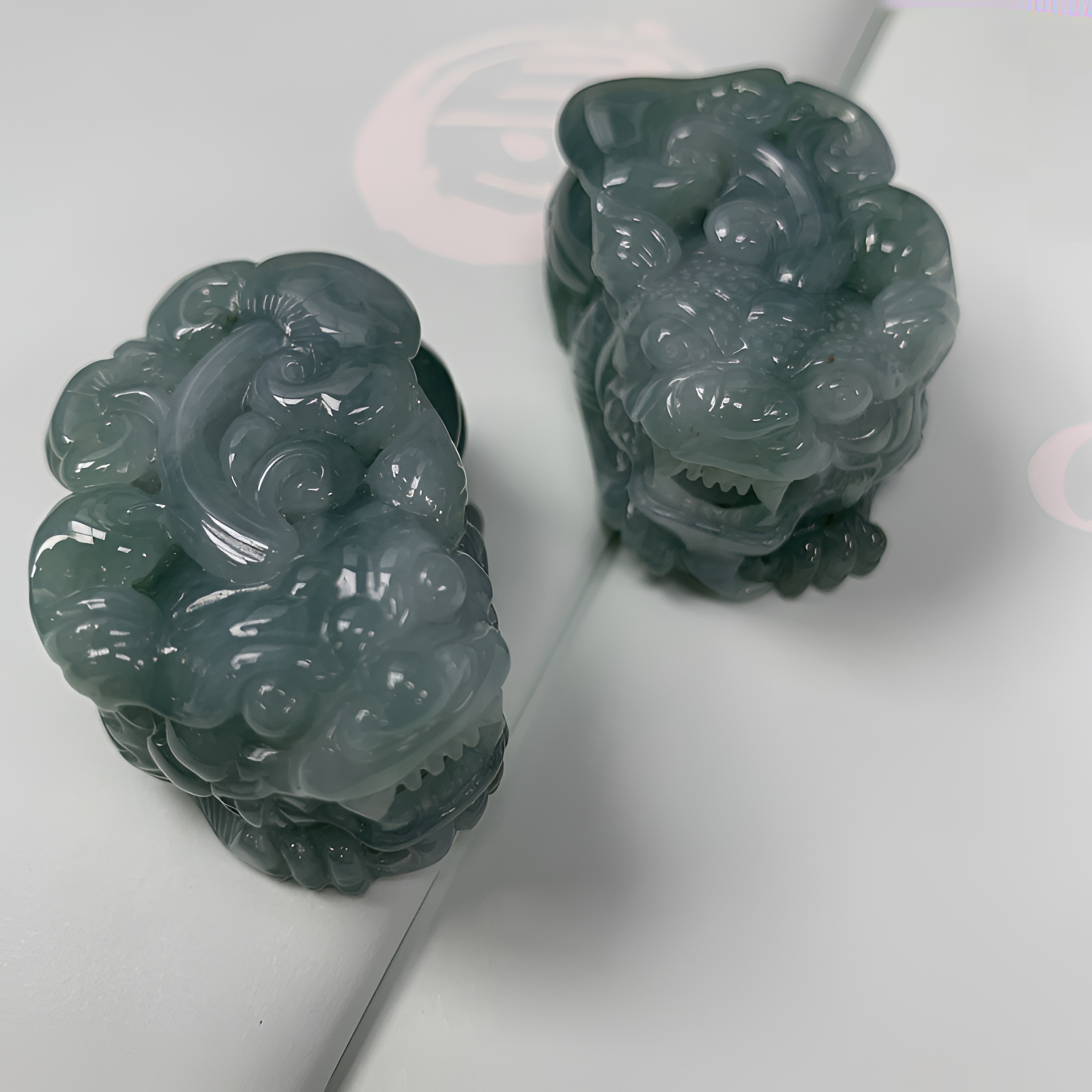 缅甸天然A货翡翠时尚仿古俏色精雕细糯冰飘花口含珠招财貔貅吊坠