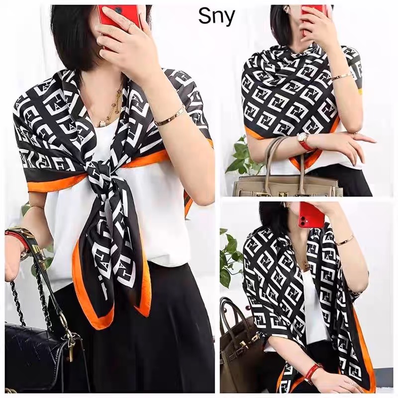 宠粉-丽景缎110*110国风气质丝巾夏季时尚薄款洋气披肩-黑色纪希