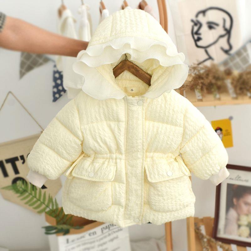 宝宝棉服冬加厚加绒可爱小女童一岁免洗韩版收腰保暖连帽外套冬HU