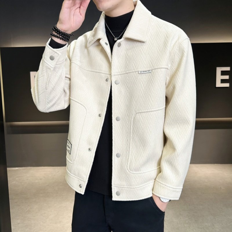 2024秋冬季欧密绒男士毛呢外套潮流帅气夹克休闲上衣修身潮M2431