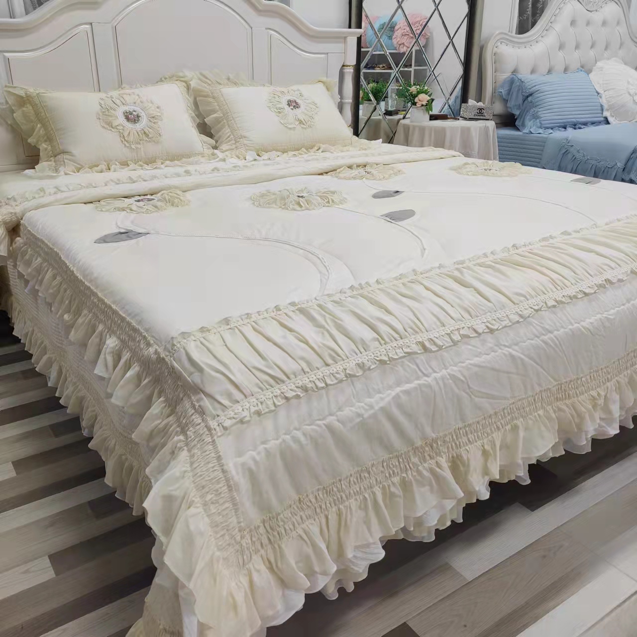 【小来】超柔细纱棉♻️伊莲娜款四件套（重5斤，可加被芯）