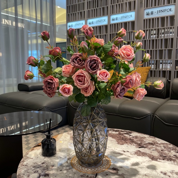 仿真多伦多玫瑰 客厅餐厅入室玄关电视柜时尚摆件纯手工工艺产品
