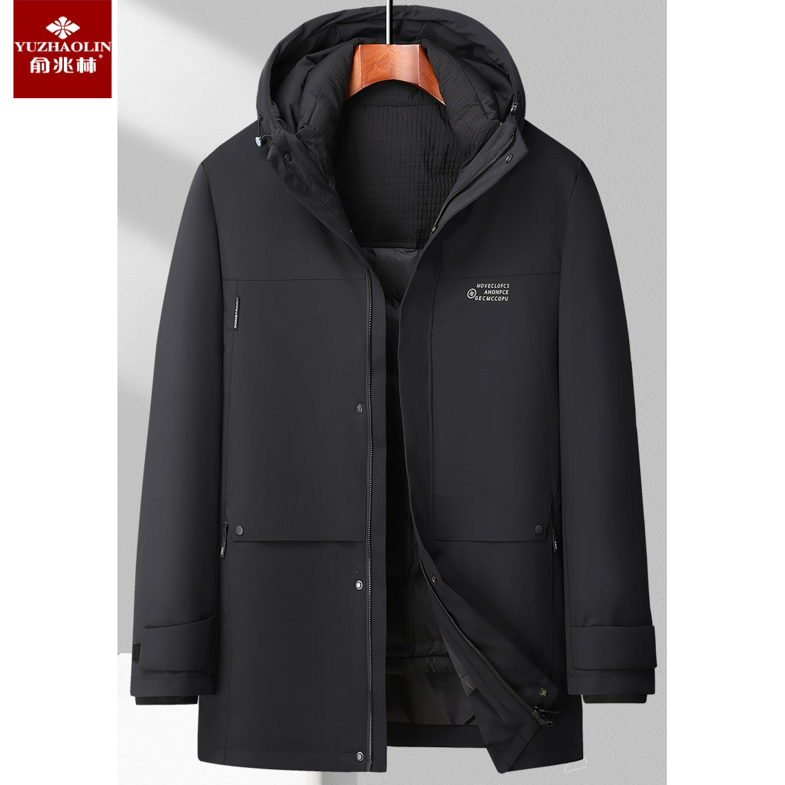 YUZHAOLIN/俞兆林俞兆林冬季男士休闲可脱内胆羽绒服中长款白鸭绒