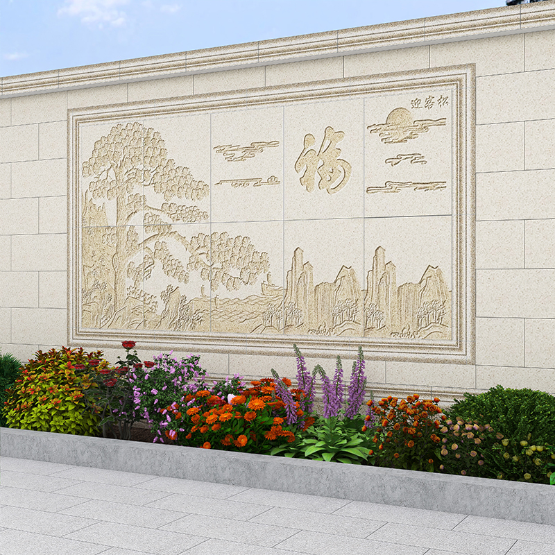 影壁墙雕花瓷砖拼花窗花浮雕花片壁画砖别墅院子外墙瓷砖照壁墙砖