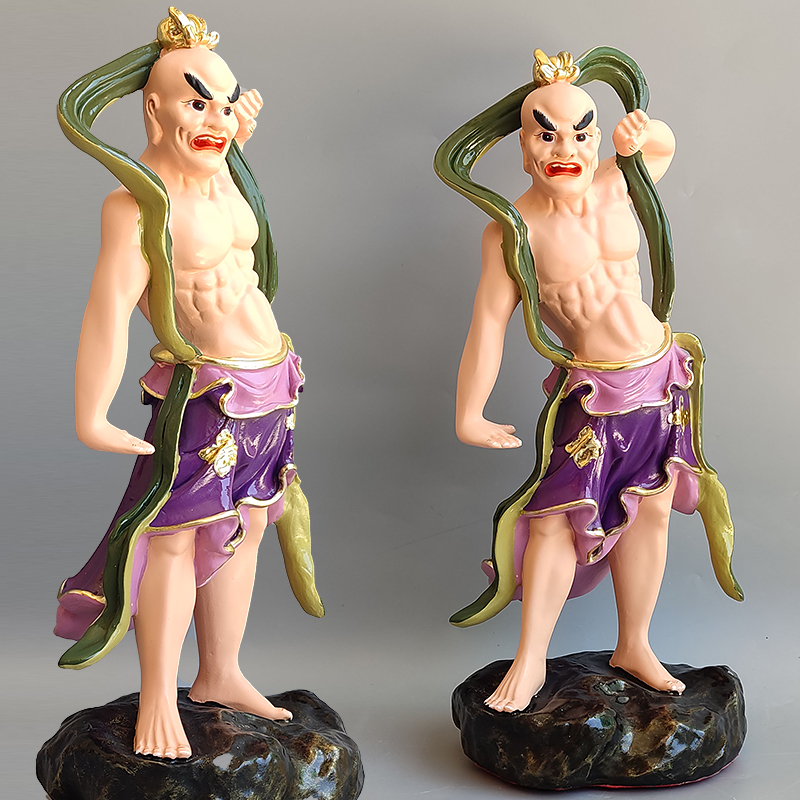 树脂哼哈二将护法门神左右神像摆件家用药叉夜叉哼将郑伦哈将陈奇