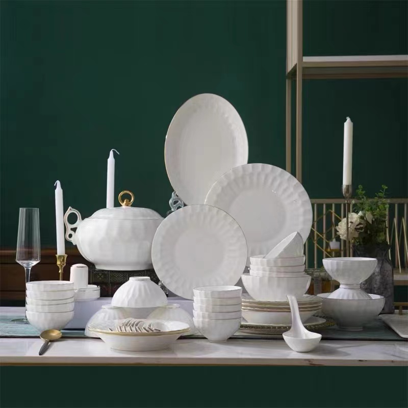 《水晶之恋》景德镇高温骨瓷套装创意盘碗现代轻奢简约