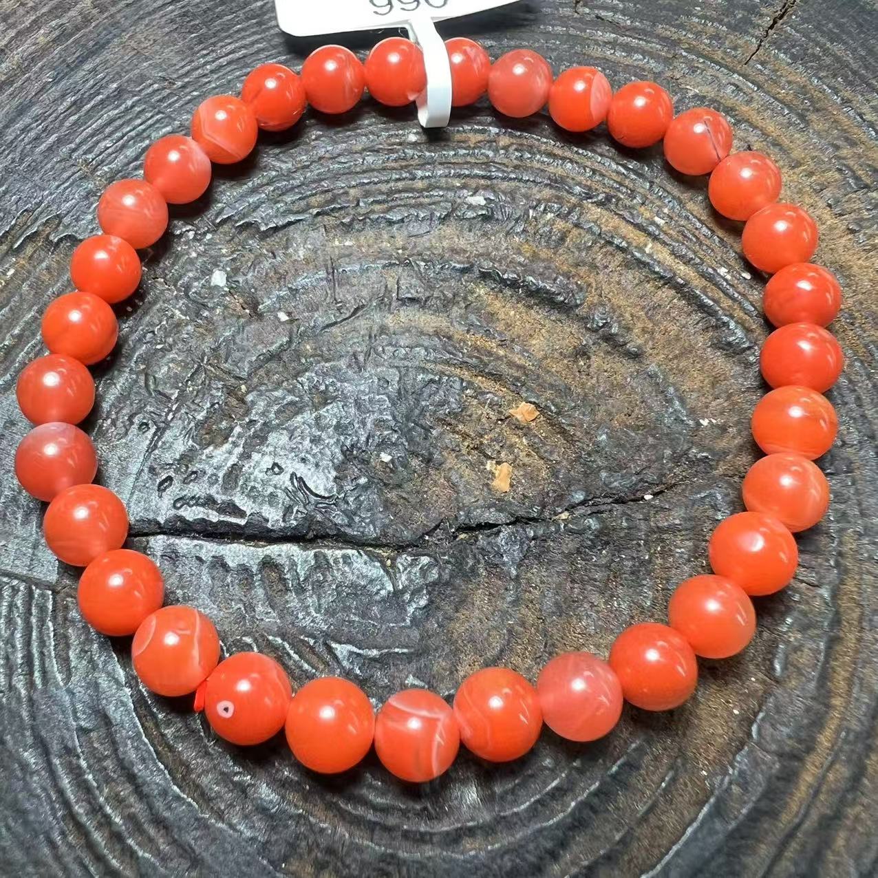 原矿无优化保山南红廊坡锦红高山流水4-5mm单圈手串