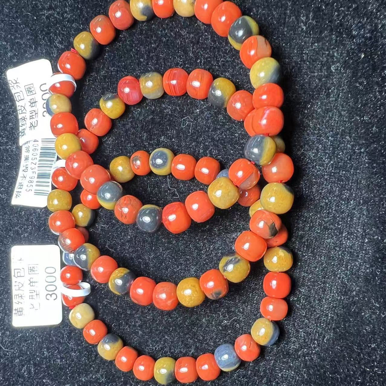 原矿无优化包浆南红6-7mm老型单圈手串多样性发一条