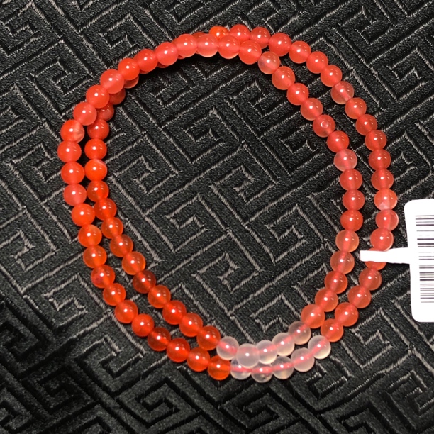 原矿无优化南红玛瑙渐变双圈3-4mm双圈手串