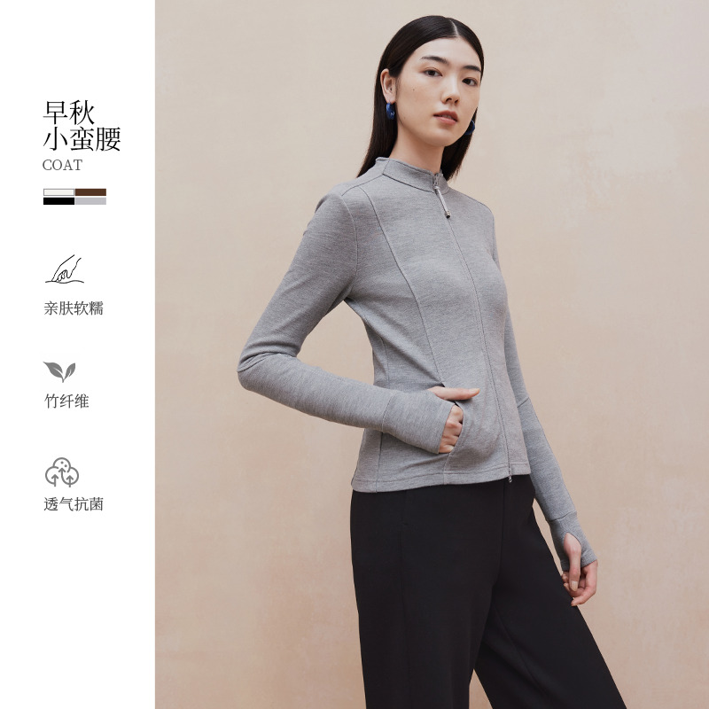 【晨粉专属价】大雅家立领双拉链弹力修身短外套女24秋冬新款1201A