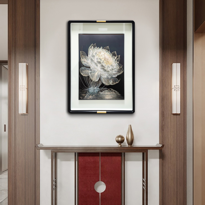 铜雕精品挂画《光影碎莲花》新款高端艺术玄关画客餐厅过道装饰挂画