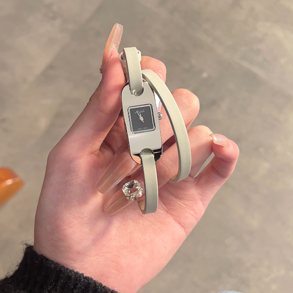 Mishali/米莉莎vintage真皮双皮带手表女士女款时尚高级感2011