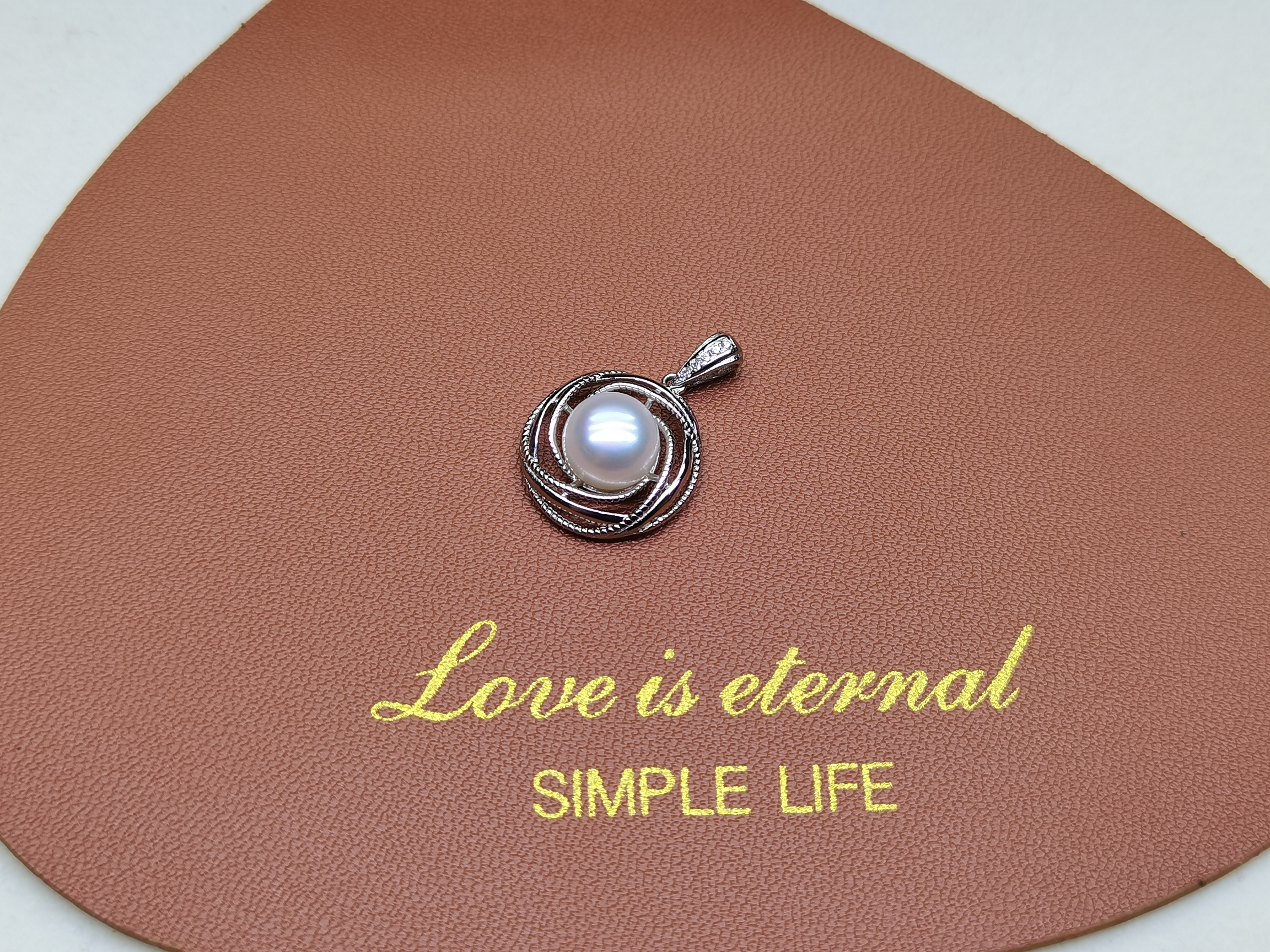 几何款8-9mm淡水白色珍珠s925银吊坠，气质百搭小清新～