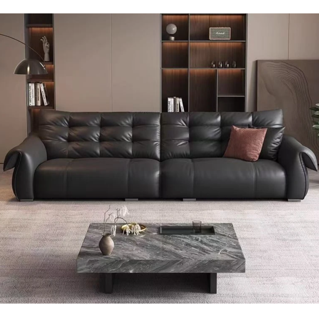 【黑天鹅】牛皮沙发意式极简高级客厅网红沙发大小户型简约轻奢