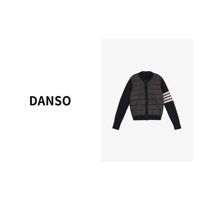 DANSO【tb拼接鹅绒服】秋冬短款简约气质针织毛衣拼接棉服 SW0141