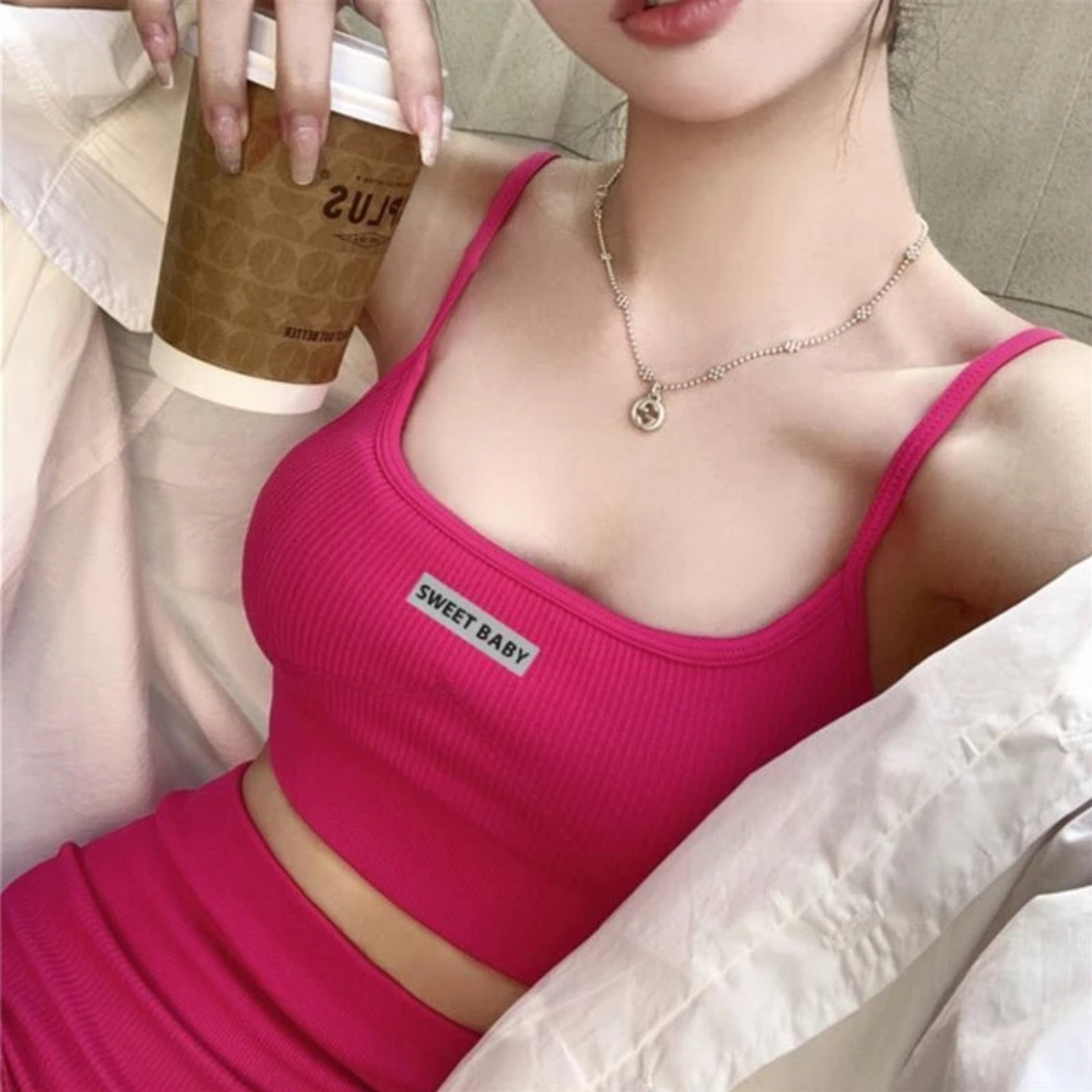 「运动套装」大码外贸原单瑜伽服可拆卸杯吊带短裤套装运动高腰健身