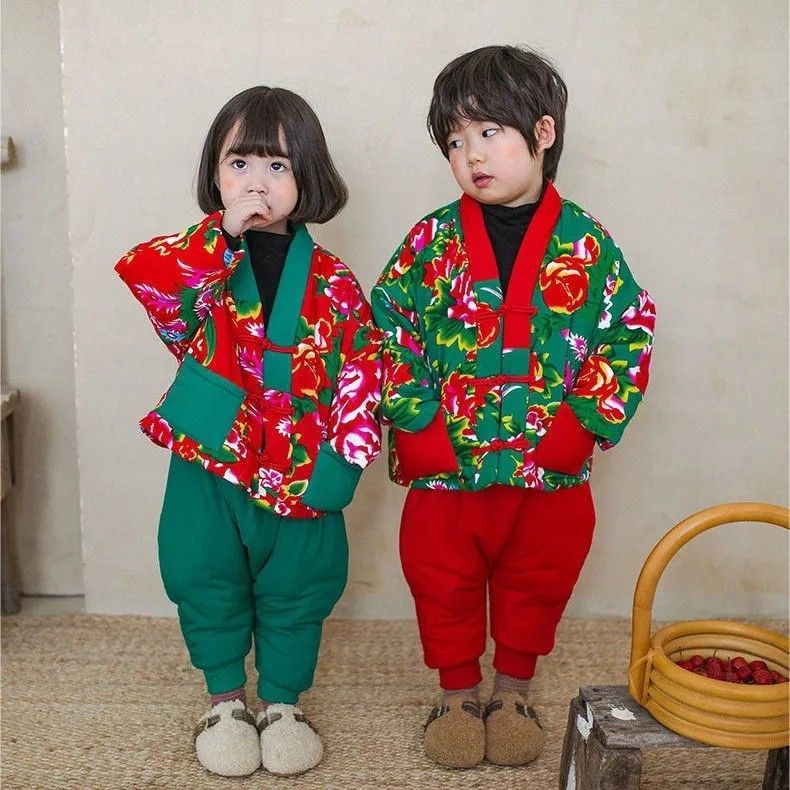 【小扬哥推荐】东北大花袄儿童唐装男童中国风冬款女宝宝喜庆拜年