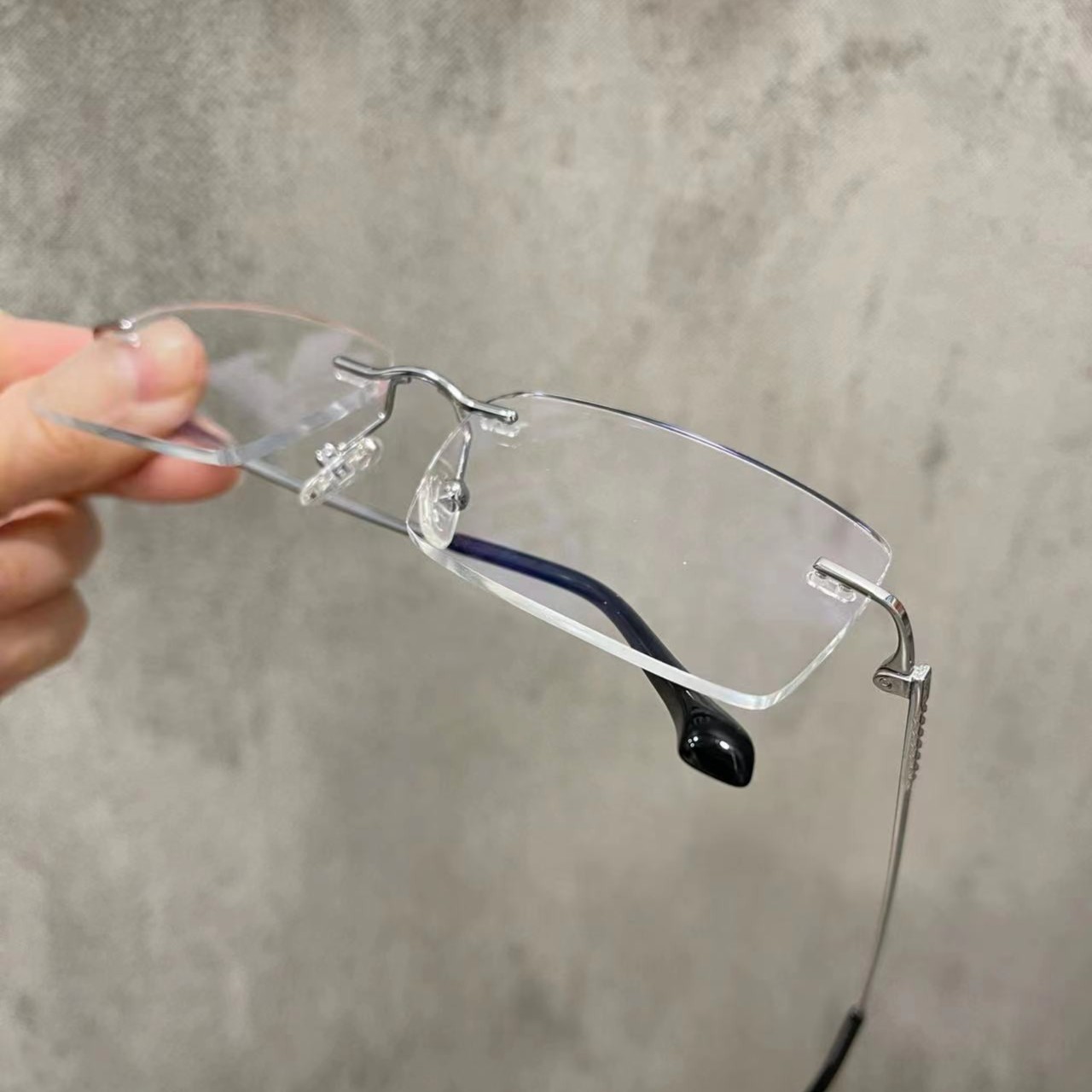 男士切边眼镜纯钛切边眼镜定制眼镜男切边眼镜男女女士时髦老花镜