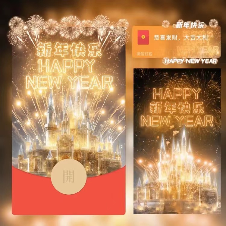 2024新年龙年红包封面水晶城堡情侣浪漫告白动态特效设计vx序列号