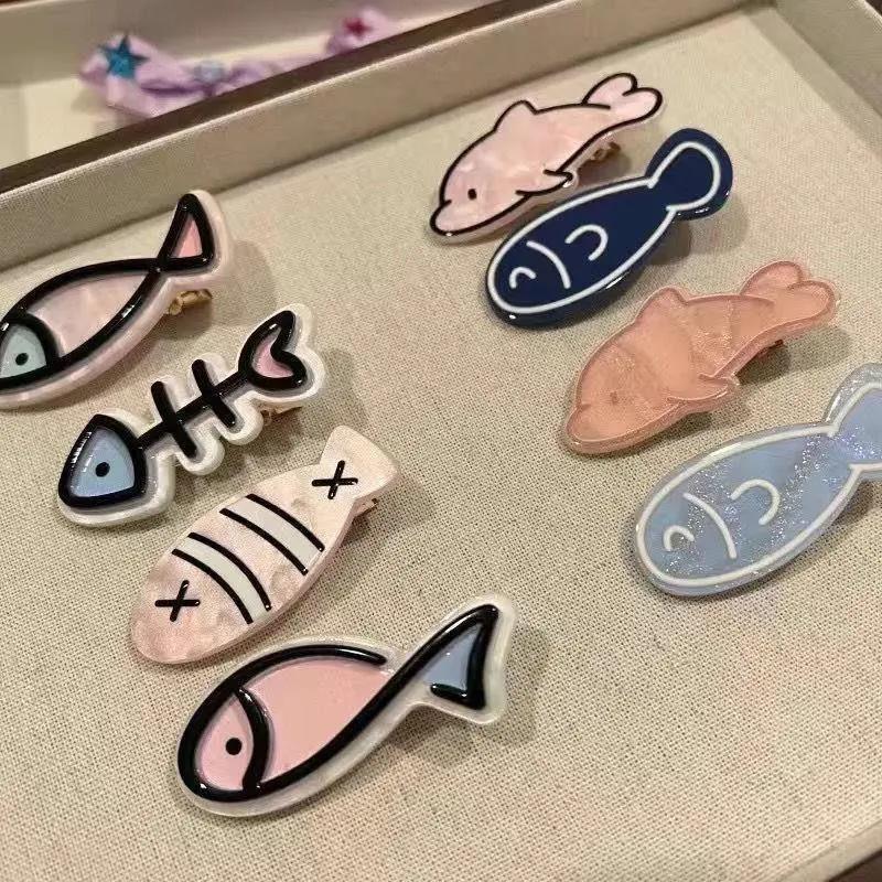 MMS4可爱系列小鱼鱼骨碎发发夹ins少女刘海夹碎发边夹多巴胺趣味