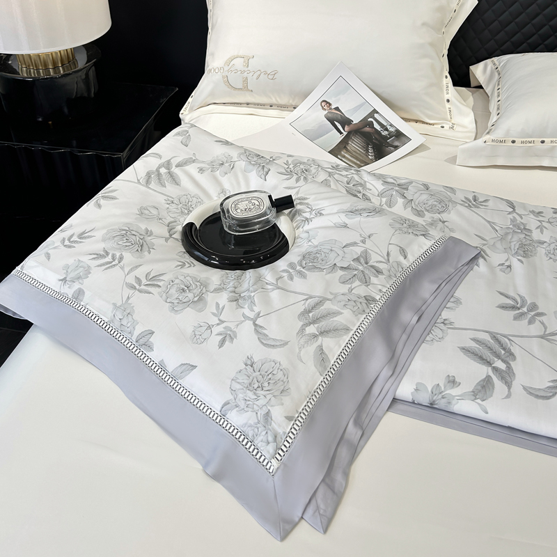欧式轻奢60支长绒棉印花纯棉蚕丝镂空夏凉被空调被全棉夏季薄被子