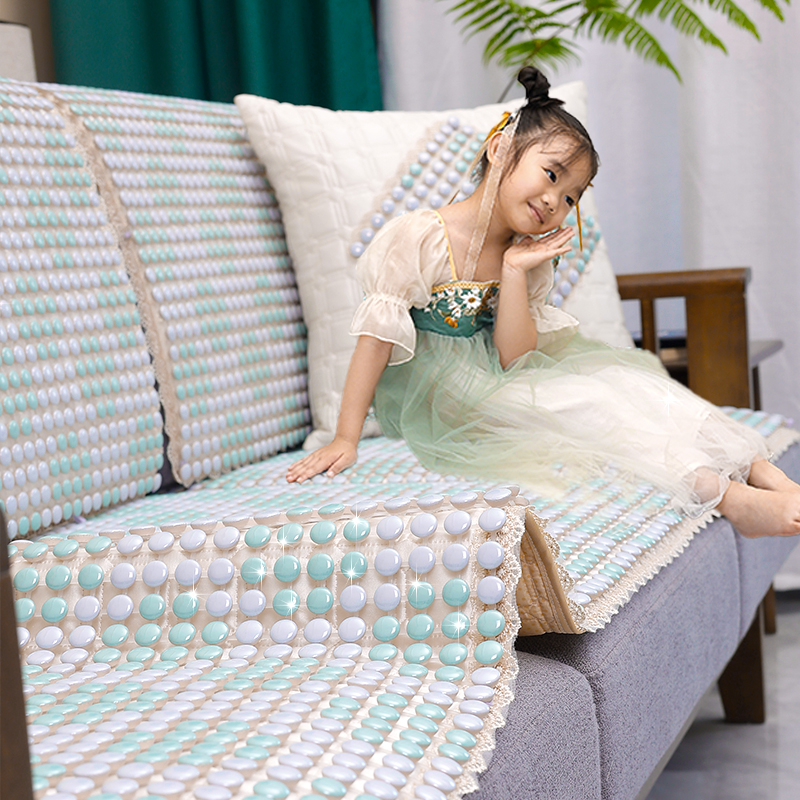 夏季陶瓷凉席坐垫防滑珠子皮座垫凉垫中式实木四季通用沙发垫套罩