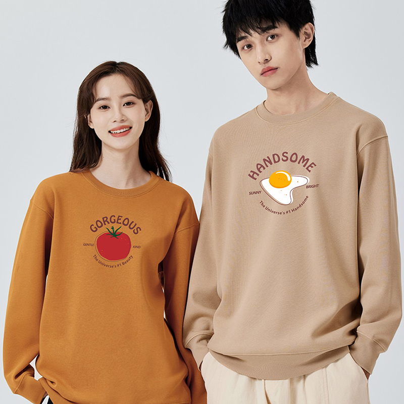 番茄炒蛋-情侣卫衣男女通用2024冬季新款宽松棉运动上衣加绒加厚