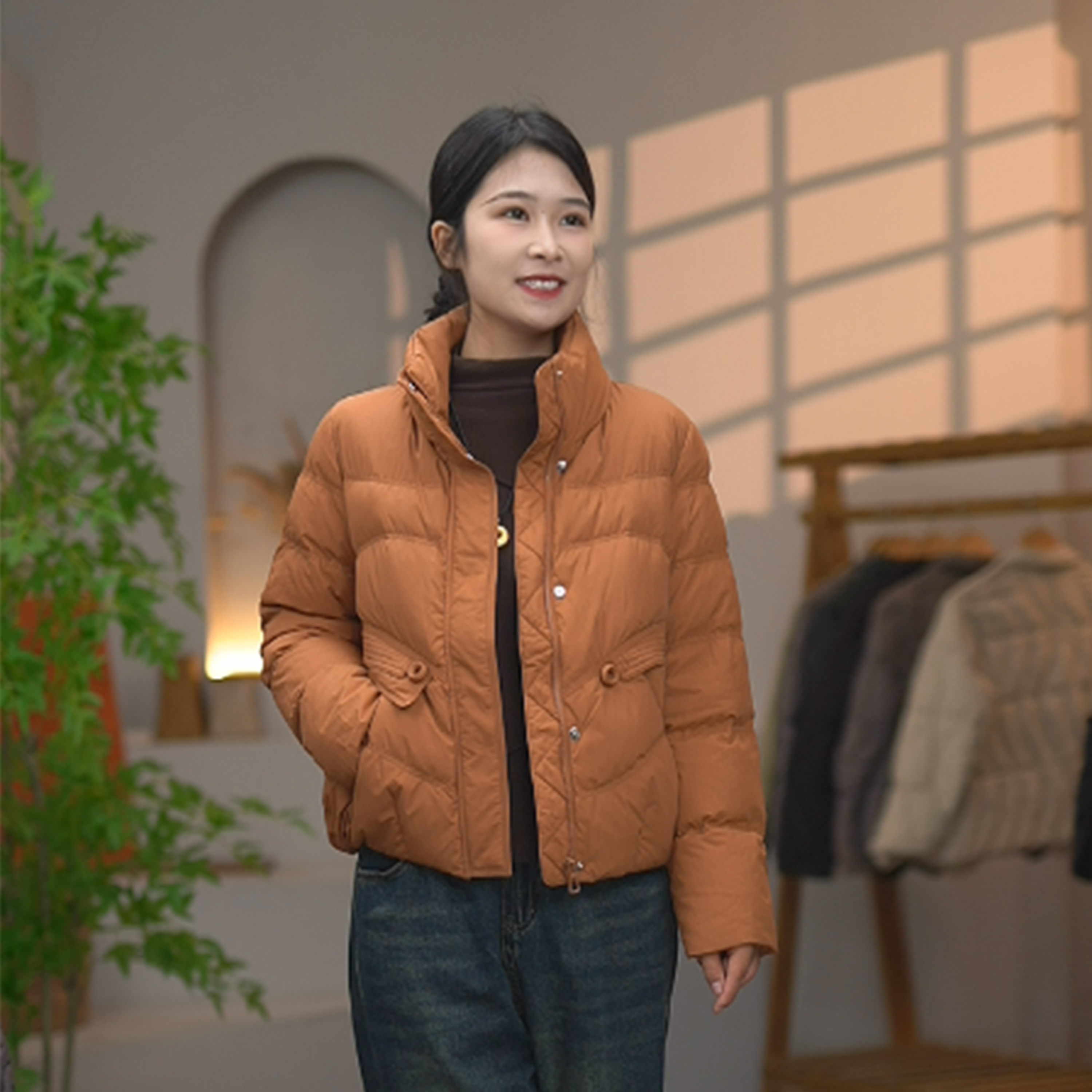 冬季新款羽绒服设计师款90白鸭绒加厚休闲保暖短款外套