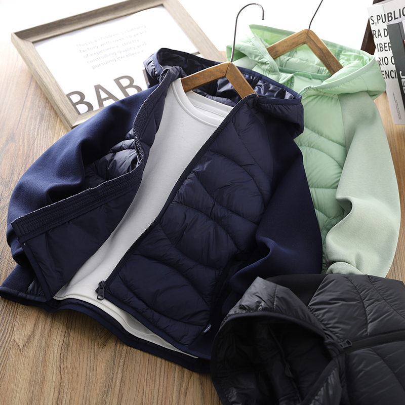 男童轻薄羽绒服秋冬装2024新款儿童连帽保暖棉衣冬季男孩防风外套