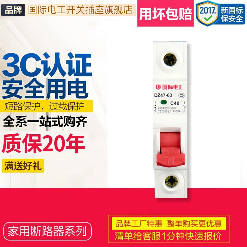 TEP国际电工漏电保护器开关家用2P63aA空气开关带断路器空开漏保