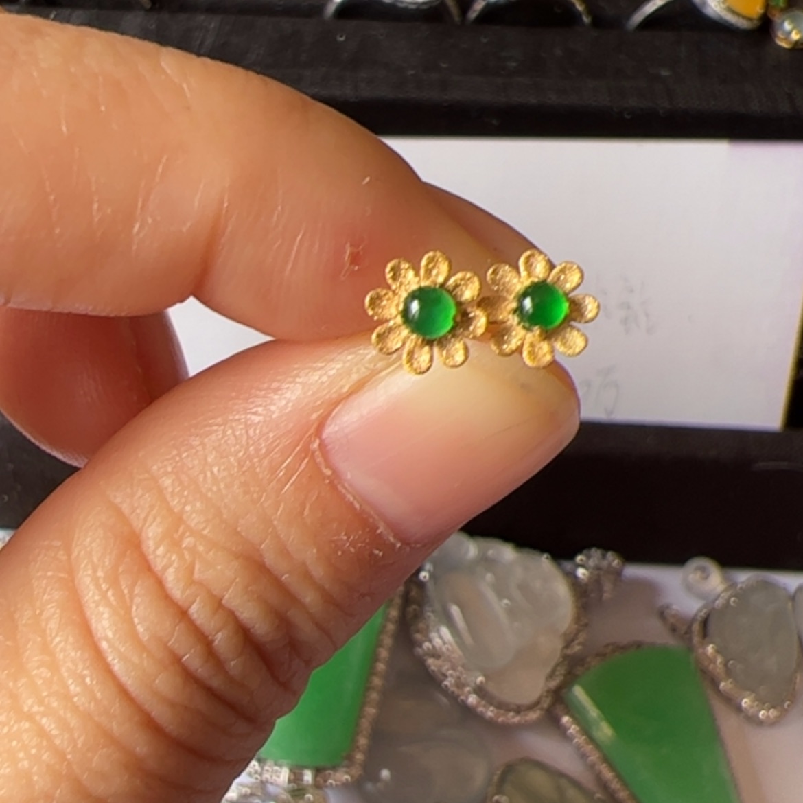 【闪购商品】翡翠耳饰18K金镶嵌