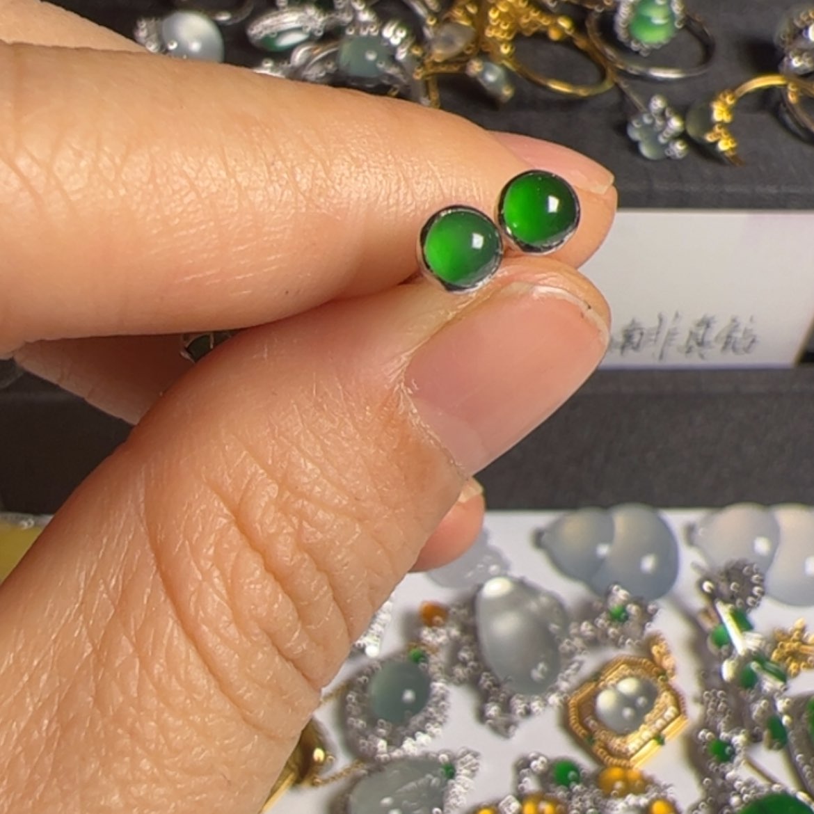 【闪购商品】翡翠耳饰18K金镶嵌