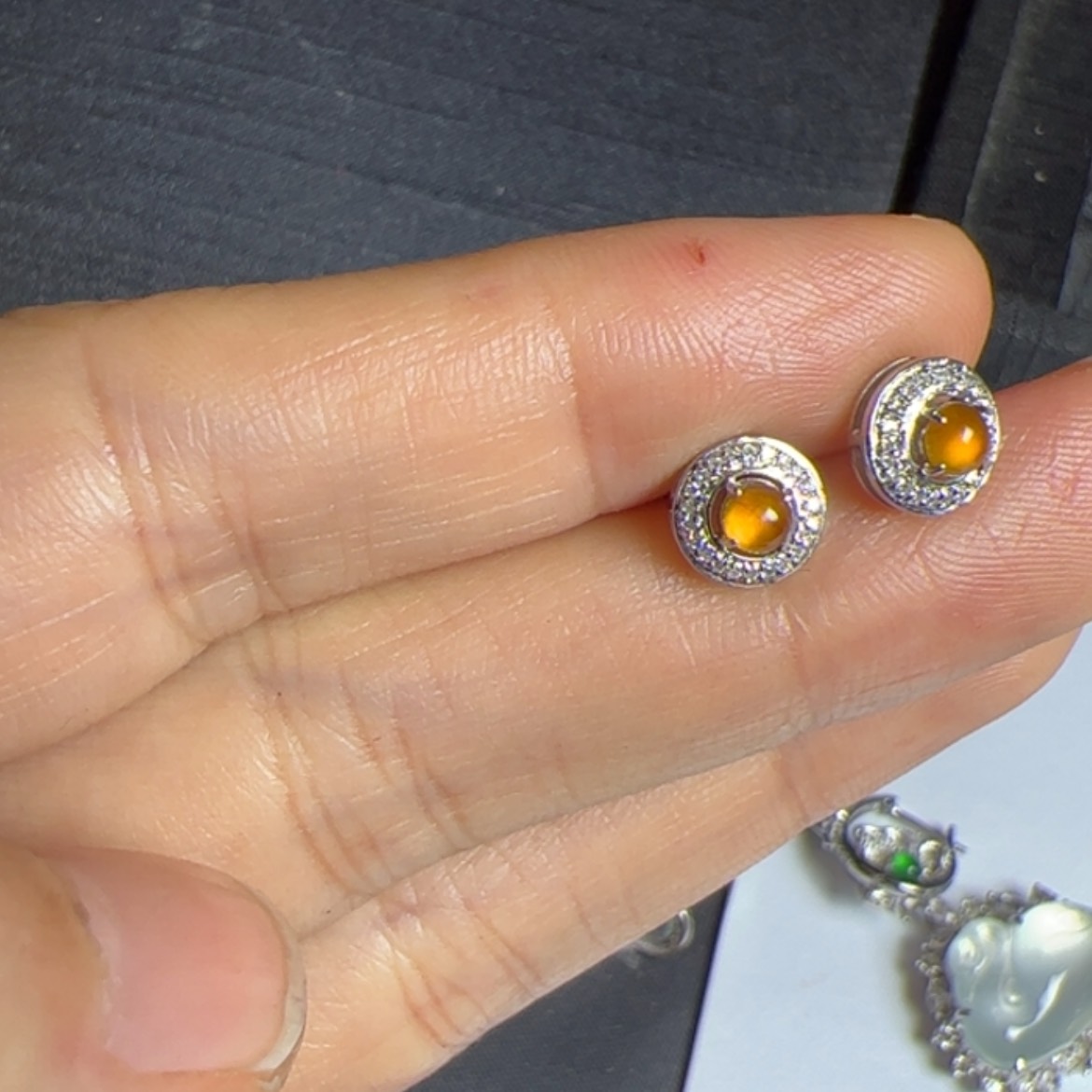 【闪购商品】翡翠耳饰18K金镶嵌