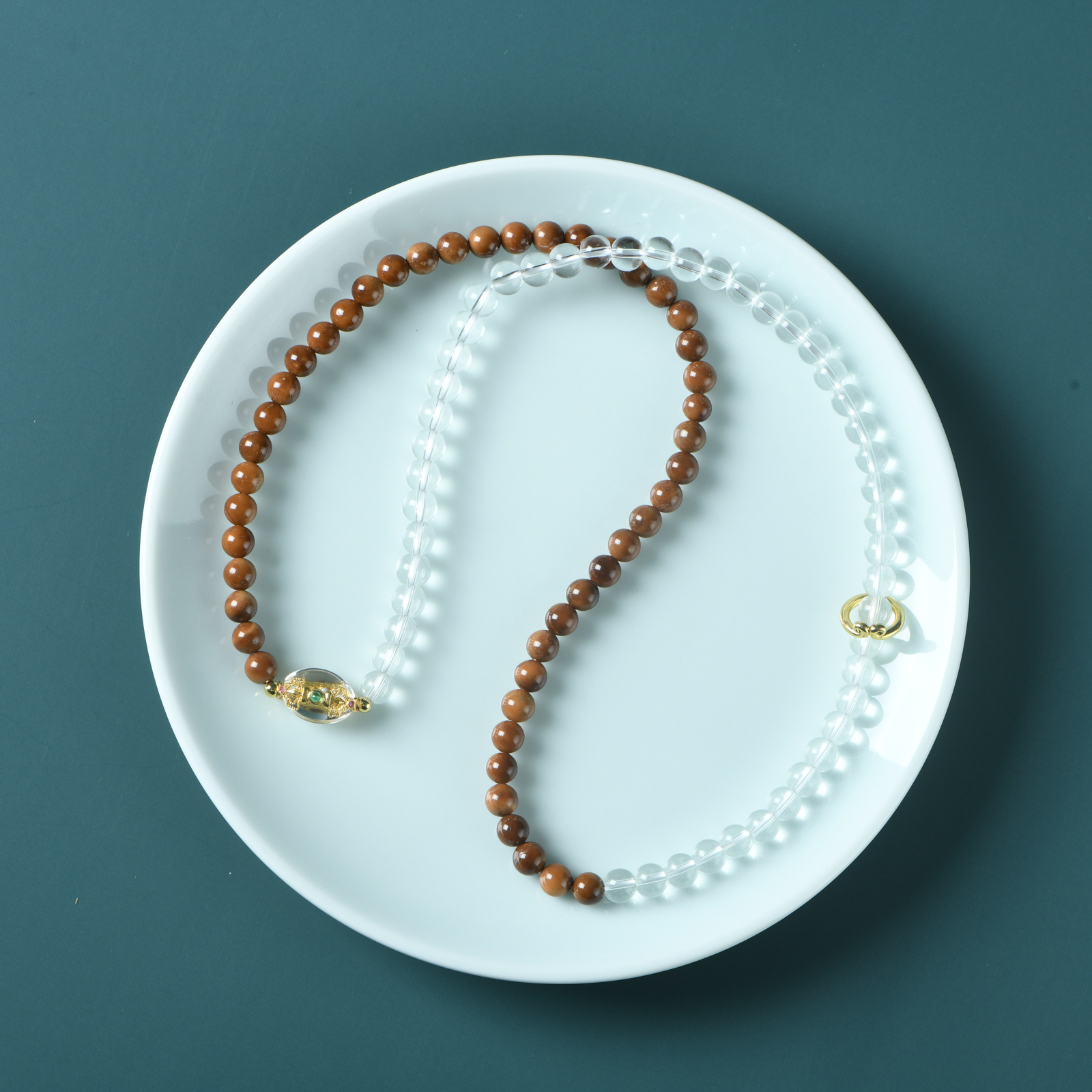 库克0.6混搭白水晶三圈手链如意长生款