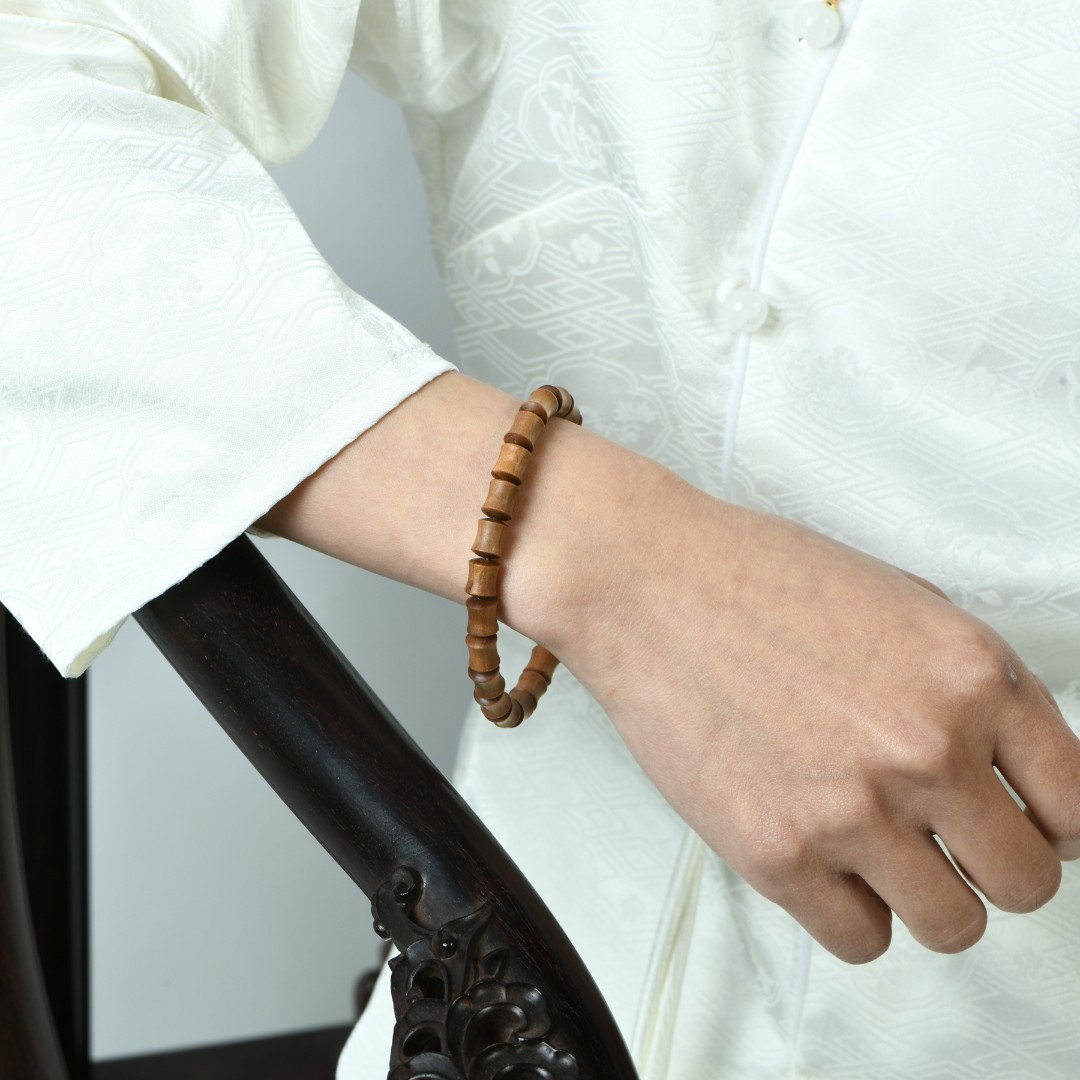 印度老山檀香沉水老料7X8竹节手串