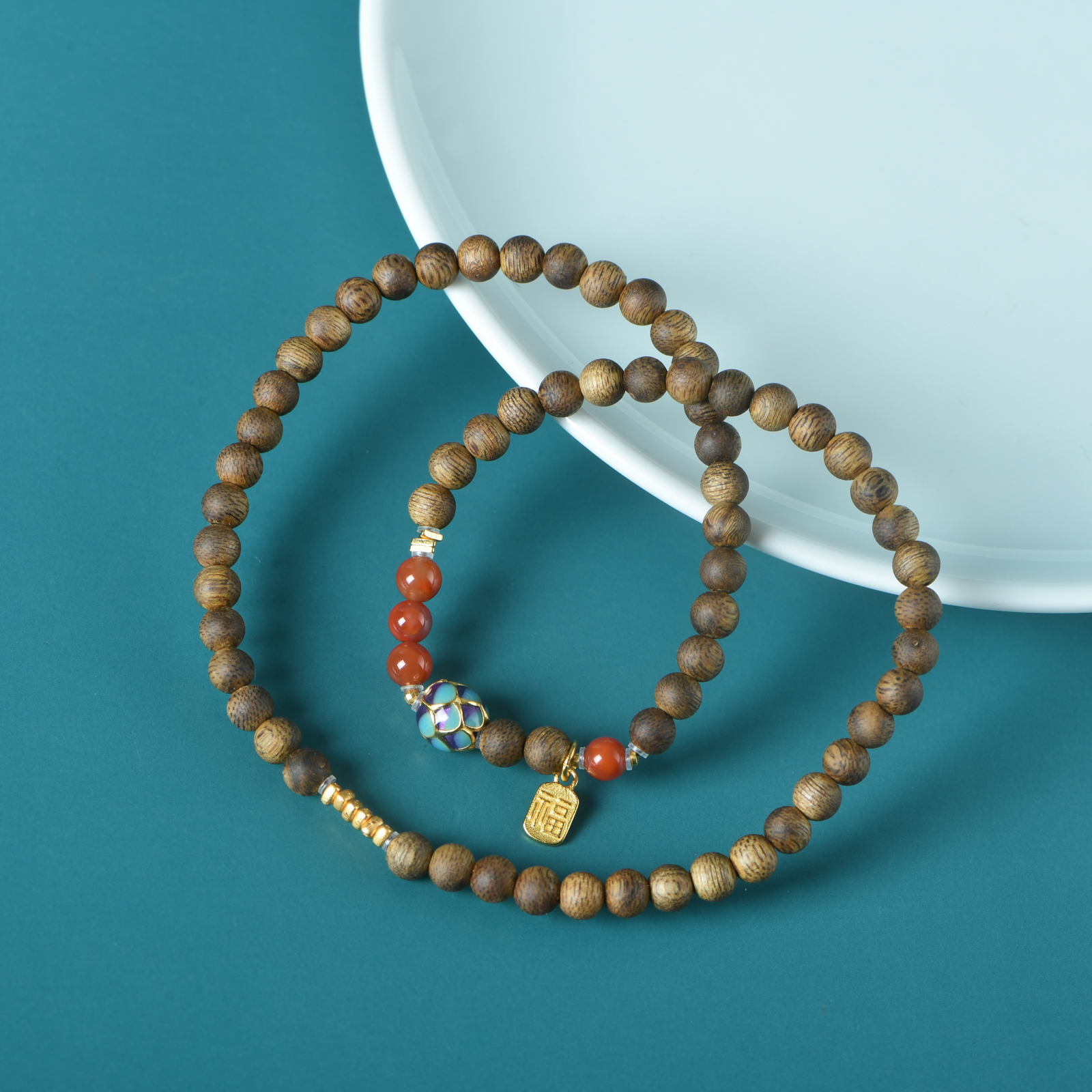 沉香 越南芽庄白奇楠沉香0.5双圈手链福松款（菲菲同款）