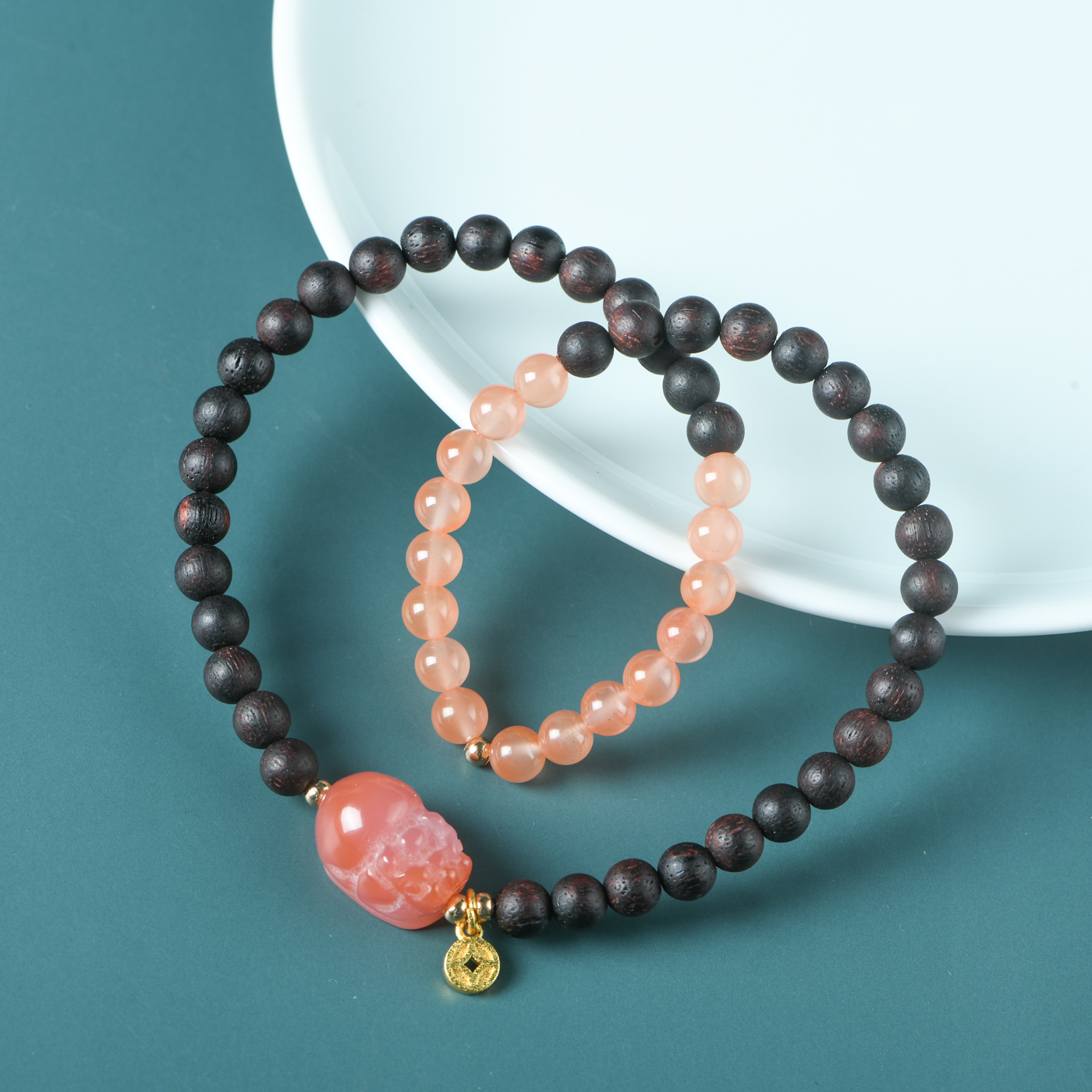 缅甸小叶降真香0.6貔貅双圈手链