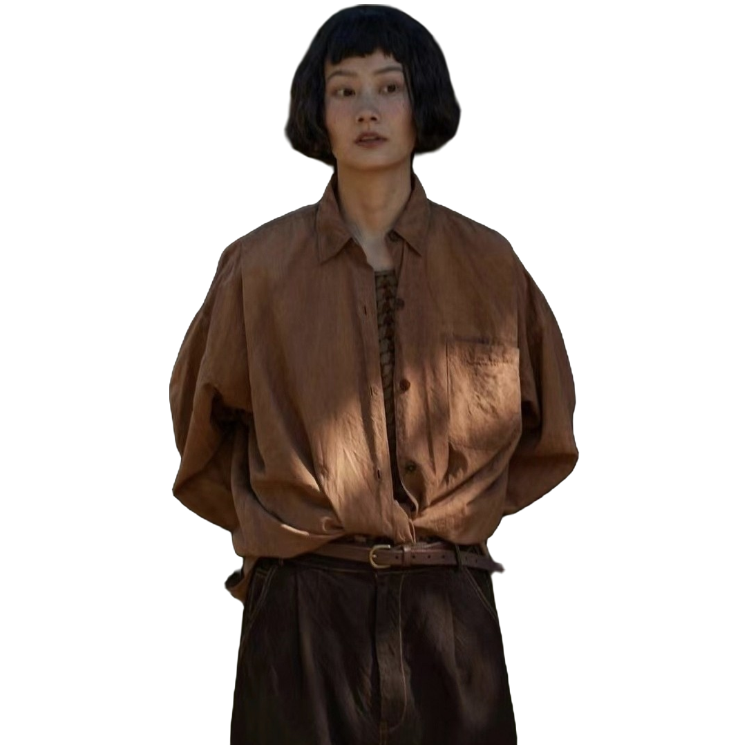 左岸迷香/2023春夏/焦糖短衬衫Z23SS1017 休闲时尚百搭宽松长袖